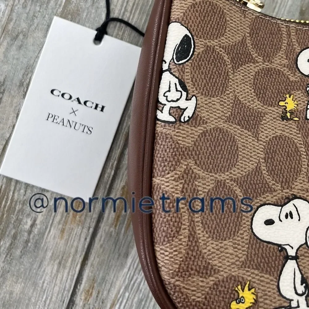 Coach X Peanuts Teri Shoulder Bag In Signature Canvas With Snoopy Print Purse